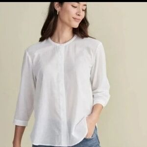 Jenni kayne James Collarless Shirt Sz M Button Up Cotton Linen Coastal NWOT